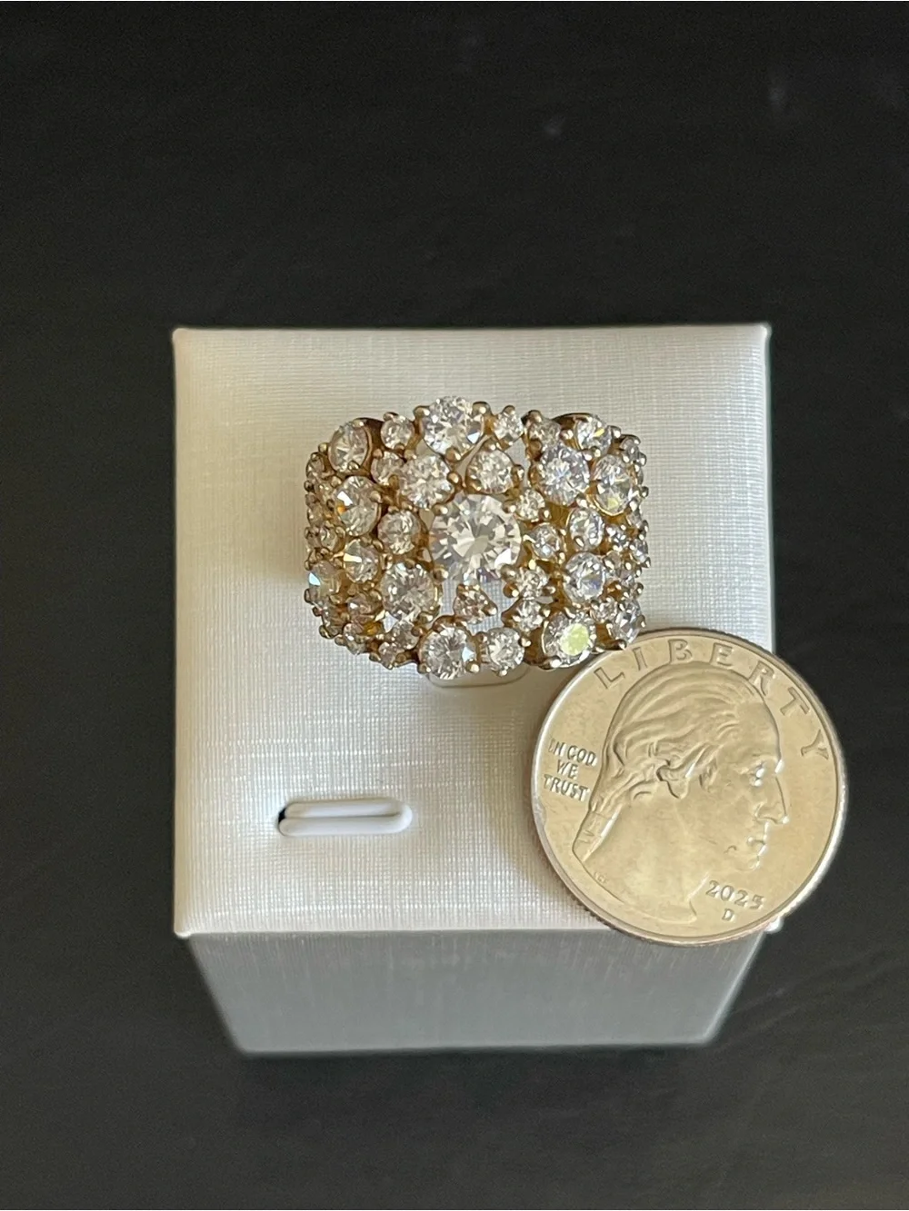 Gold over 925 sterling silver CZ Cluster  Ring.